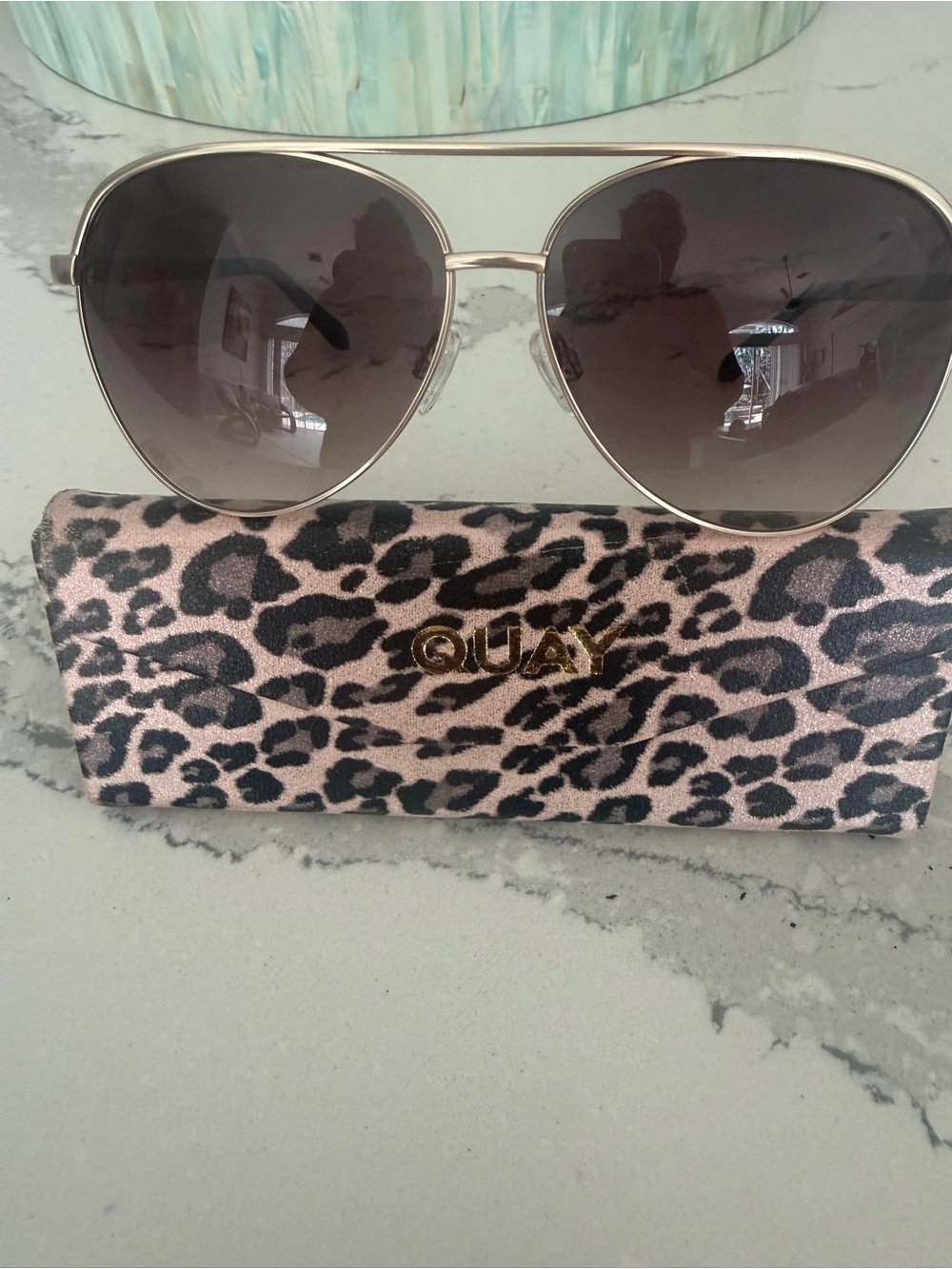 Quay Australia Gold Frame Aviator Sunglasses with Gray Lenses